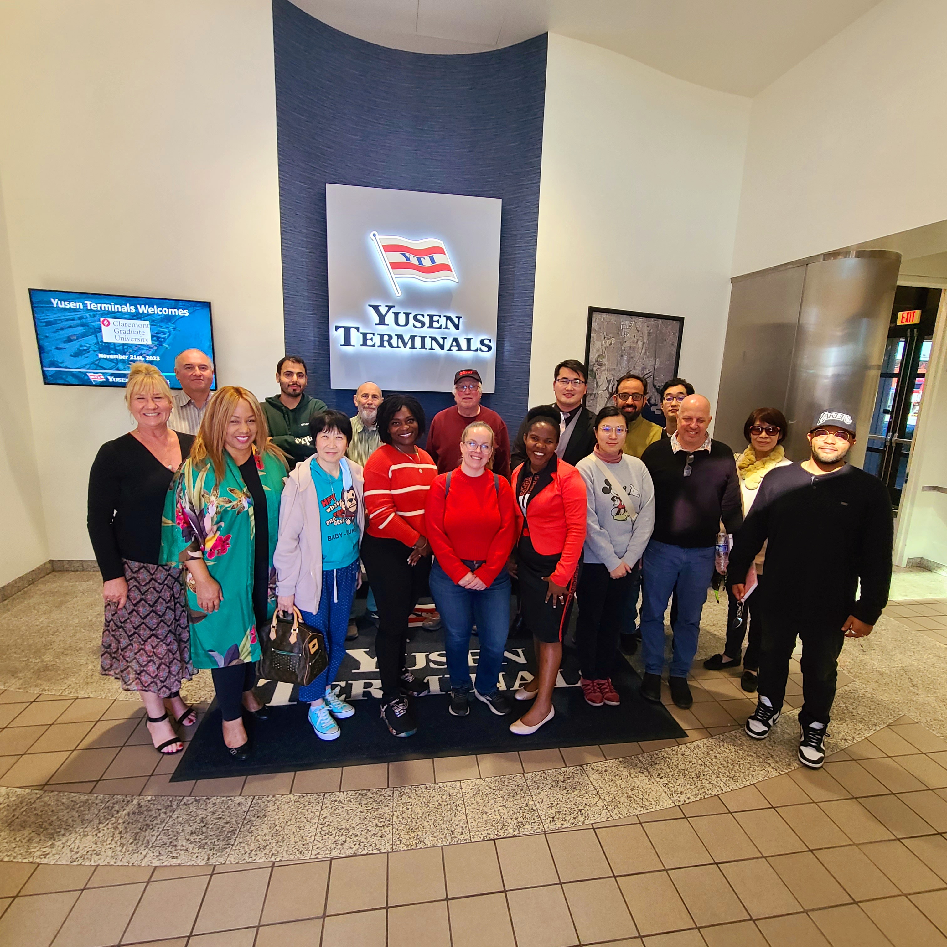 Maria participating in a class tour of Yusen Terminals at the Port of Los Angeles, connecting classroom learning with real-world logistics and port operations, November 21, 2023.
