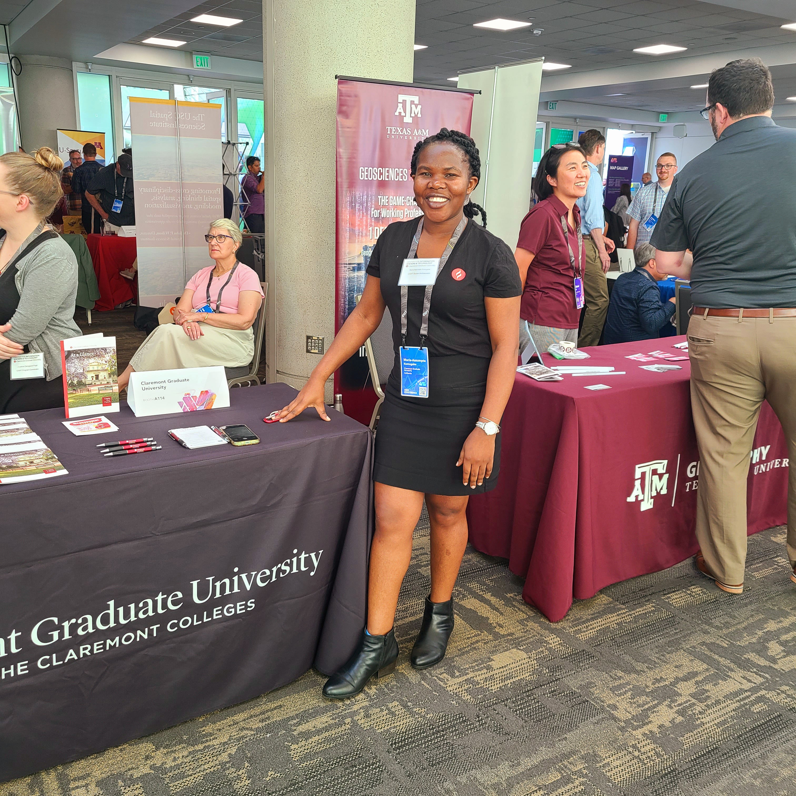 Maria serving as a Student Ambassador representing the Claremont Graduate University GIS program at the 2023 Esri User Conference in San Diego.