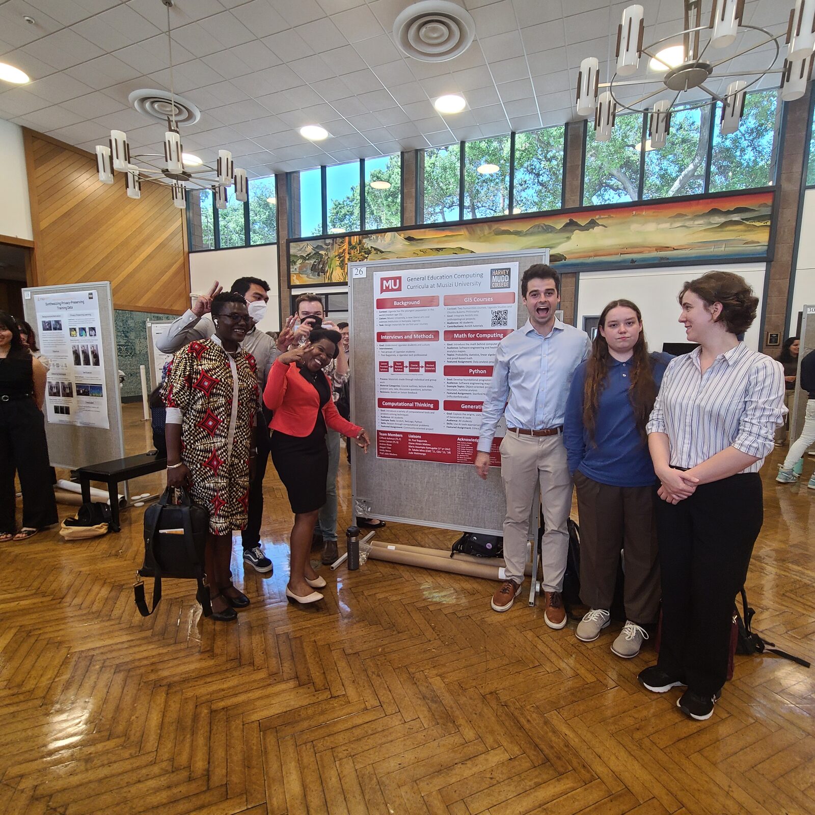 Maria representing Musizi at the Harvey Mudd College Clinic Day poster session, April 2024.