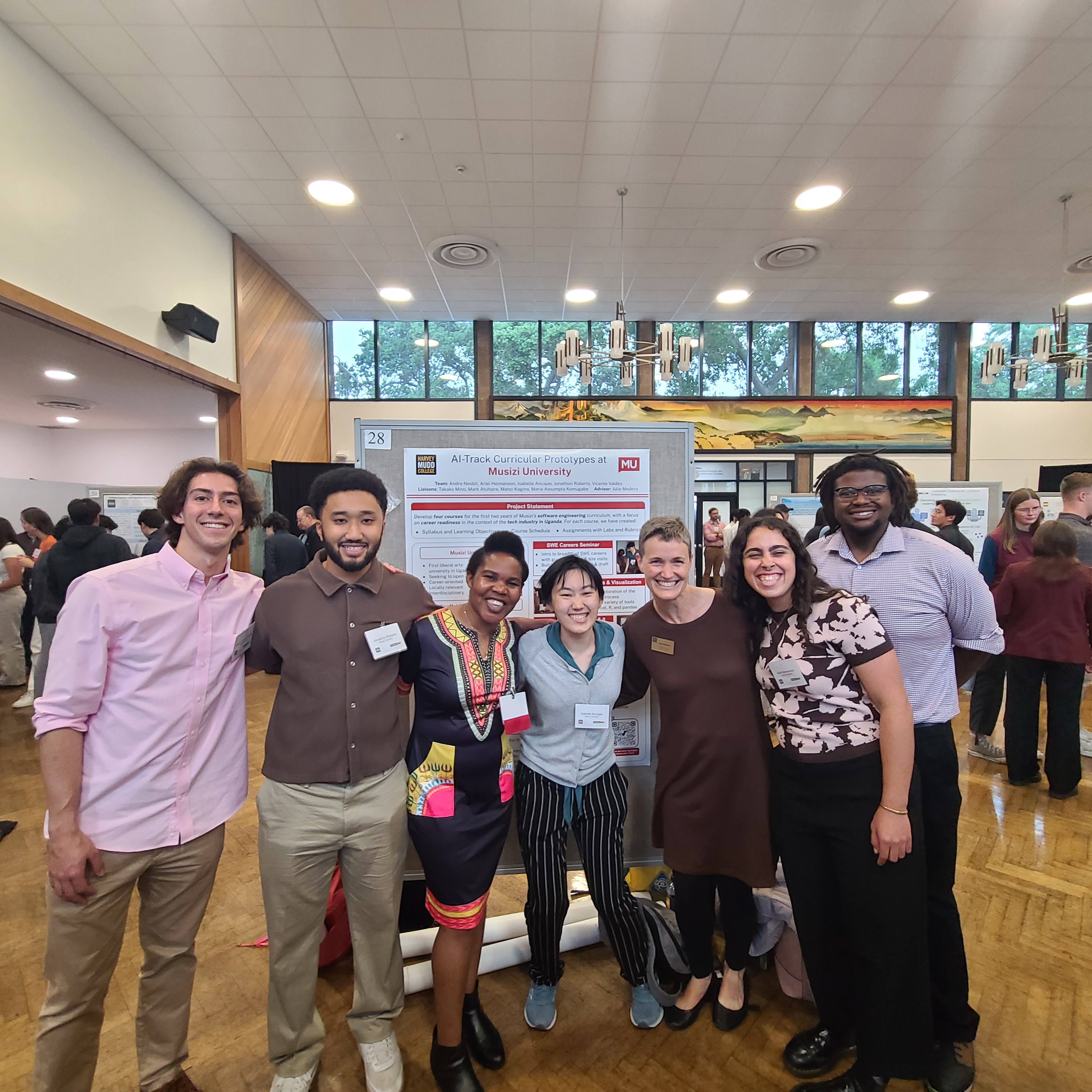 Maria representing Musizi at the Harvey Mudd College Clinic Day poster session in 2025.