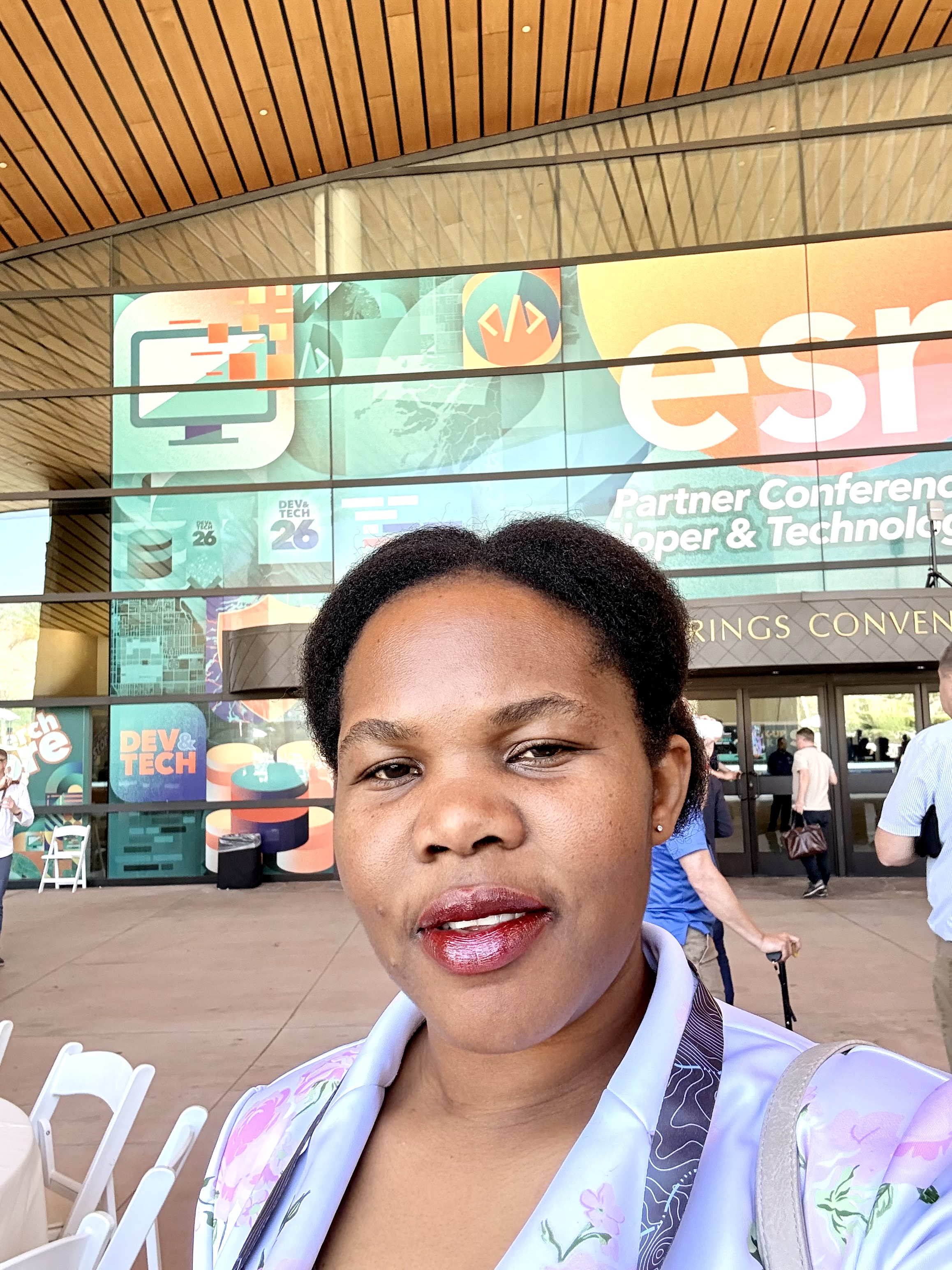 Maria serving as a Student Assistant at the Esri Developer & Technology Summit, March 10–13, 2026.
